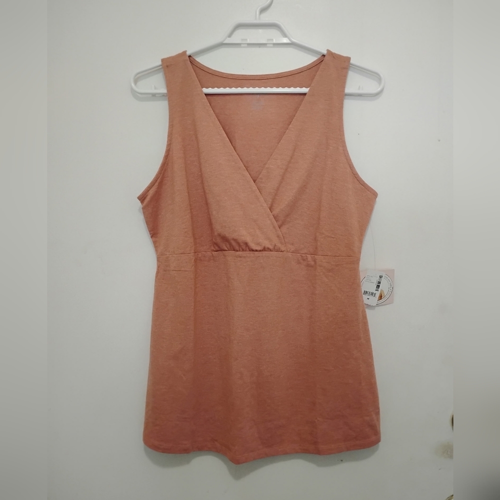 Thyme Maternity Peach Sleeveless Wrap Tank Top NWT Medium